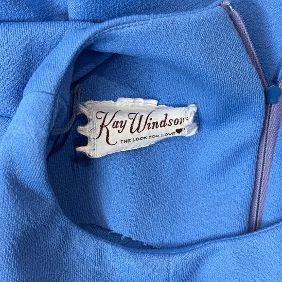 Vintage 70s Mod Dress Womens Medium Periwinkle Blue Polyester Dropwaist Shift - Picture 8 of 10